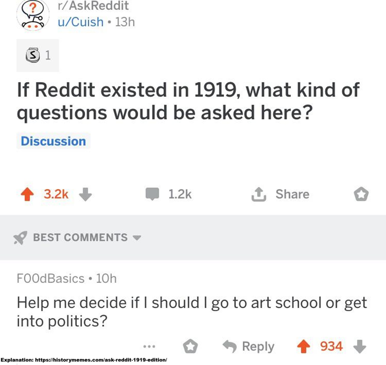 Ask Reddit 1919 Edition