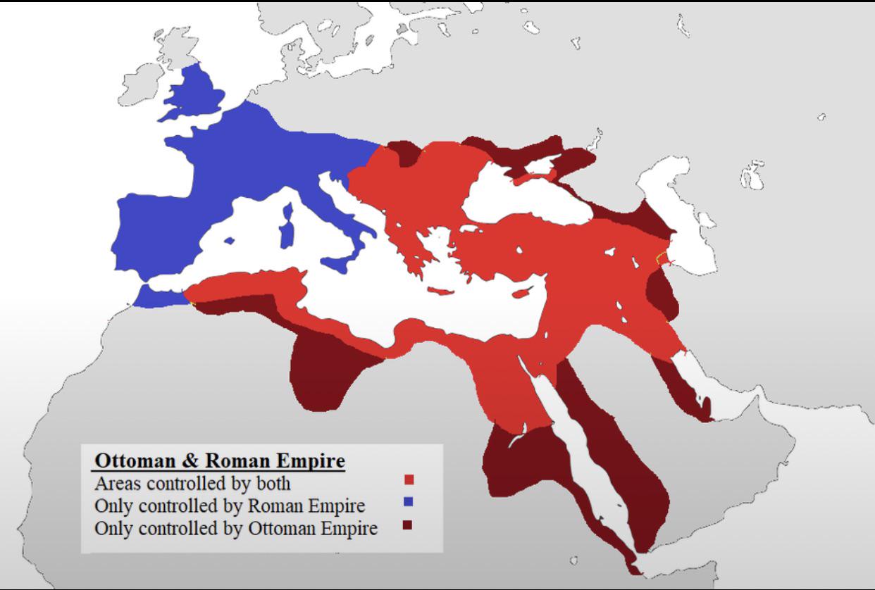 Size Comparison of Roman & Ottoman Empires At Their Peak